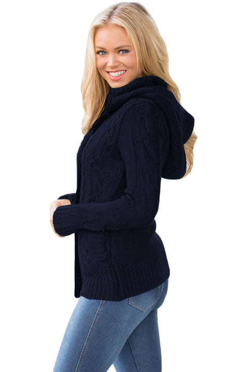 Long Sleeve Button-Up Hooded Cardigans